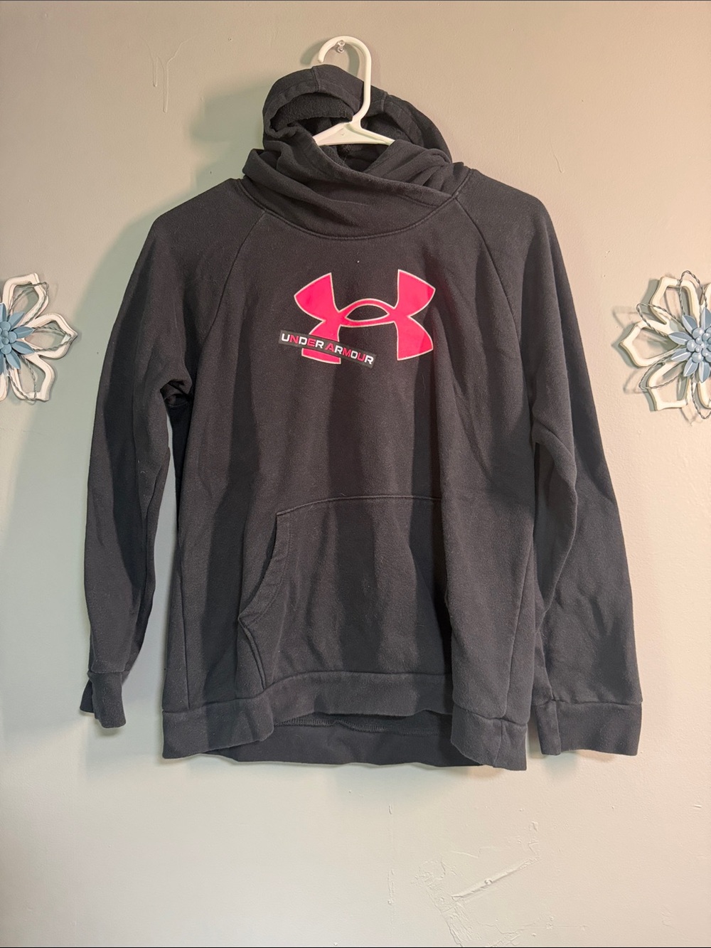 Under Armour Black Hoodie with Hot Pink Logo
